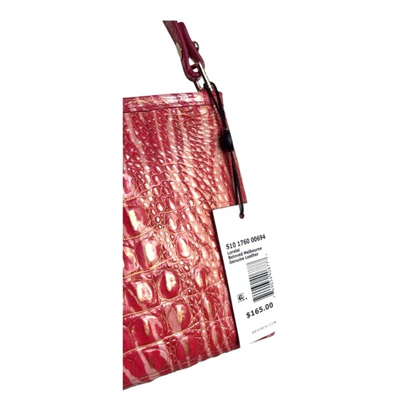 AUTHENTIC Brahmin Coral/Gold Embossed Shoulder Bag - Picture 3 of 5